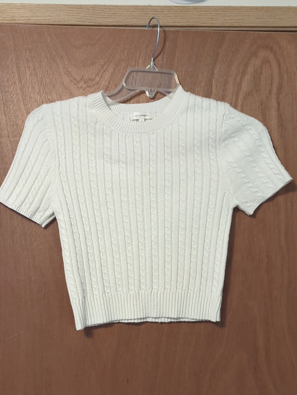 Cream Cable Knit Short Sleeve Crewneck Top